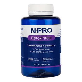 NPRO Detoxintest 90 Cápsulas - Carbón Activo, Chlorella, Cilantro y Caolín para Depuración Digestiva