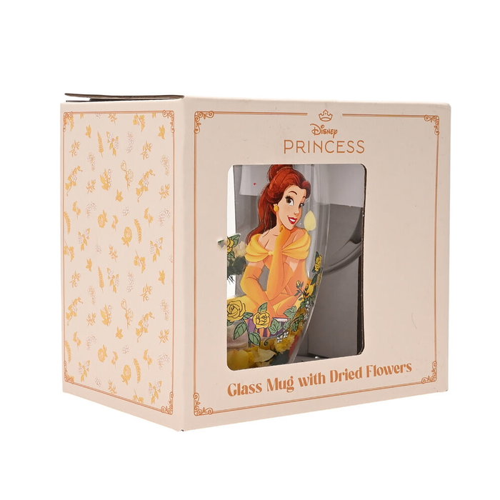 WIDDOP & CO Taza de Cristal Bella Princesas Disney con Flores Secas WIDDOP & CO Taza de Cristal Bella Princesas Disney con Flores Secas