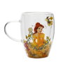 WIDDOP & CO Taza de Cristal Bella Princesas Disney con Flores Secas