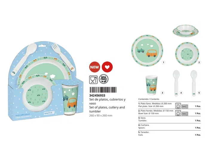 Set de Menaje Infantil Safta Coches (5 Piezas)