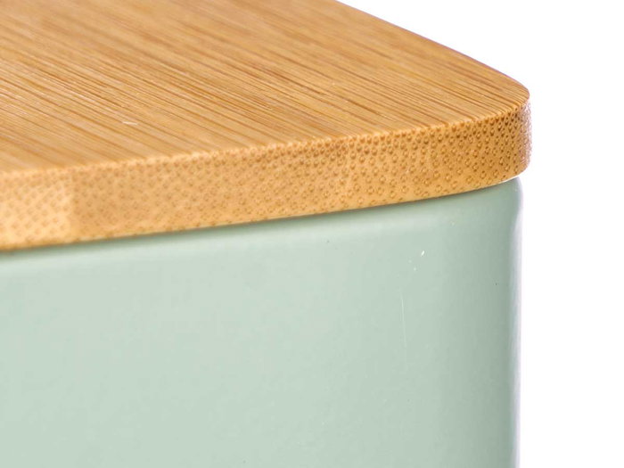 Kinvara Tarro Cuadrado Tapa Bambú Portacápsulas Verde Ment 14x16.5x14 cm (Set de 12)