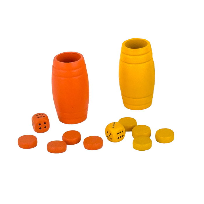 DEQUBE D00335 Accesorios Set de Piezas de Parchís de Madera para 4 Jugadores, Juego Familiar Clásico - Compatible con Español, Inglés y Portugués