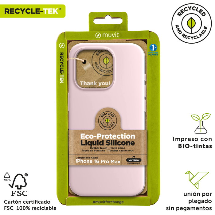 Muvit Funda Recycletek Liquid Silicone para Apple - Funda Ecológica Fabricada con Silicona Reciclada Certificada, Acabado Suave, Resistente y Protectora
