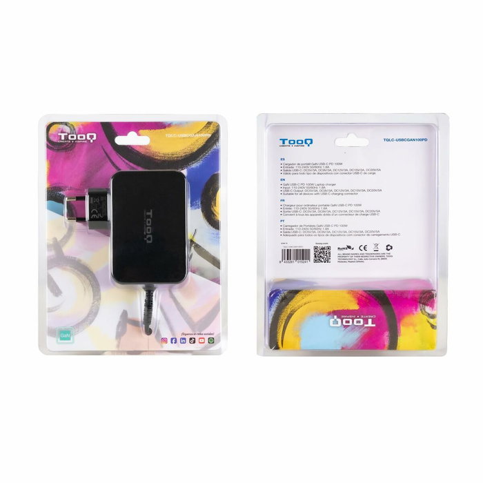 TooQ Cargador de Portátil GaN USB-C PD 100W TQLC-USBCGAN100PD Negro TooQ Cargador de Portátil GaN USB-C PD 100W TQLC-USBCGAN100PD Negro