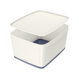 LEITZ Caja de almacenaje 18,0 l - 38,5 x 31,8 x 19,8 cm perlweiß/grau