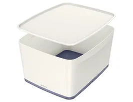 Leitz MyBox WOW Caja de almacenamiento grande con tapa 18 L Blanco/Gris Plástico