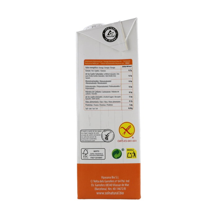 Sol Natural Bebida de avena sin Gluten 1L Sol Natural Bebida de avena sin Gluten 1L