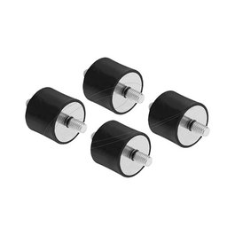DeLOCK 60815 Amortiguador de vibraciones M6 x 1 mm D 25 x H 20 mm con 2 x rosca exterior, 4 unidades, negro
