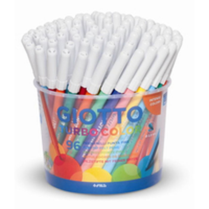 Giotto Rotulador Turbo Color Bote de 96 Unidades (12 Colores x 8) de cada color con Punta Bloqueada de 2,8 mm