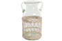 DKD Home Decor Jarrón de Cristal y Mimbre con 2 Asas Natural