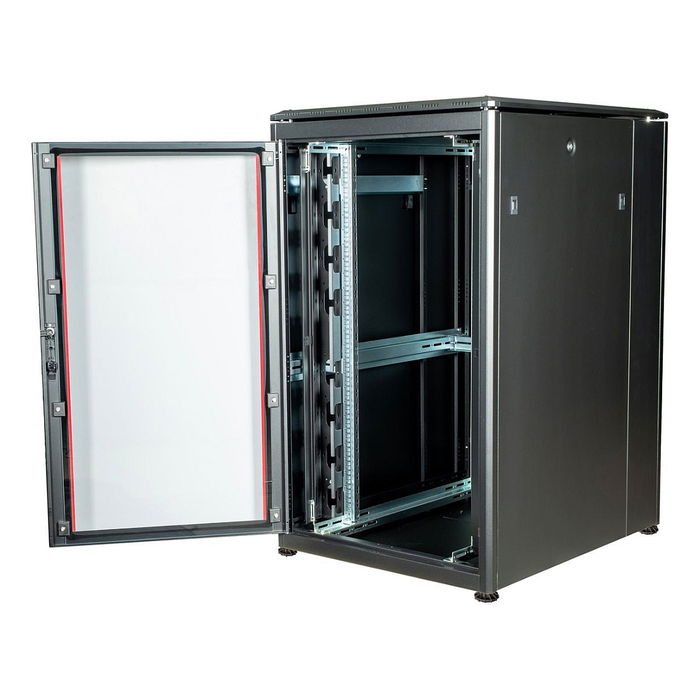 ROLINE 19-Zoll Netzwerkschrank Pro 26 HE, 800x1000 mm BxT, Glastür, 26U, 600 kg Tragkraft, 600x1000 mm, 98 kg