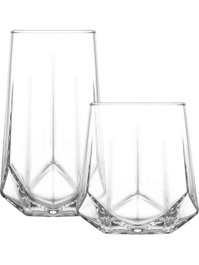 Hermia LV-VLR374-354F Juego de Copas de Vidrio Transparente para Mesa, Set de 12 Piezas (6 Copas de 460 ml y 6 Copas de 400 ml)
