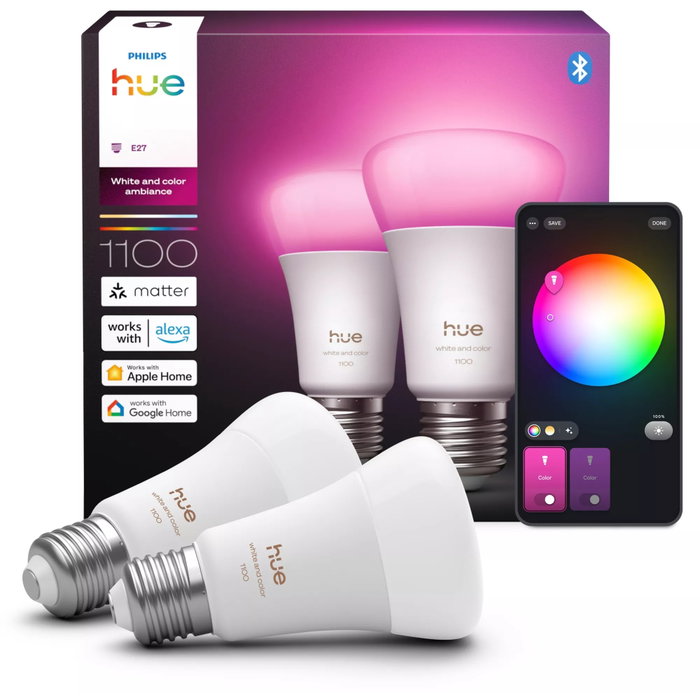 Philips Hue White and Color Ambiance Pack de 2 Bombillas LED A60 E27 Philips Hue White and Color Ambiance Pack de 2 Bombillas LED A60 E27