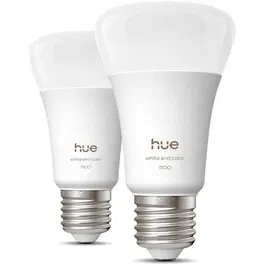 Philips Hue Pack de 2 Bombillas LED A60 Conectadas, Luz Blanca y de Colores, E27 8.1W 1000-2000K 1100 Lúmenes AABLF16099