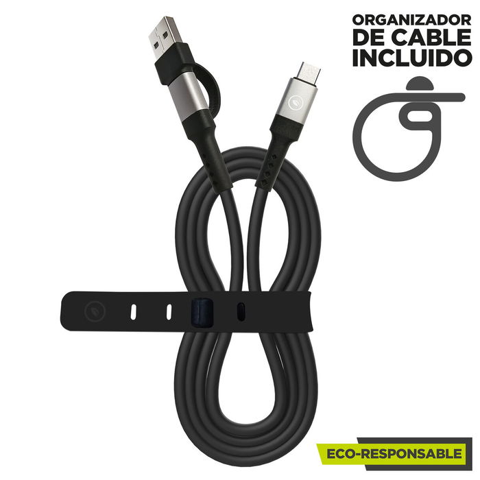 muvit for change cable Tipo C + Tipo A a Tipo C 3A 15w 1,2m negro muvit for change cable Tipo C + Tipo A a Tipo C 3A 15w 1,2m negro
