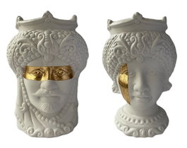DKD Home Decor Macetero de Porcelana Cabeza Siciliana 15x15x26,5 - Pack de 2