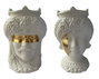 DKD Home Decor Macetero de Porcelana Cabeza Siciliana 15x15x26,5 - Pack de 2