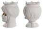 DKD Home Decor Macetero Sicilia 2024 Cabeza Siciliana Blanco Dorado 15x15x26.5 cm (2 Unidades)