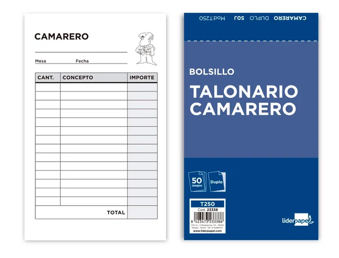 Liderpapel Talonario Camarero de Bolsillo Original y Copia T250 Liderpapel Talonario Camarero de Bolsillo Original y Copia T250
