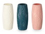 Giftdecor Jarron Ovalado Plástico Relieve 23 cm Surtidos Colores Azul Blanco Rosa (Set de 24)