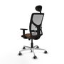 PIQUERAS Y CRESPO Silla de oficina Motilla con mecanismo Sincro, Tela Marrón oscuro y Malla Gris