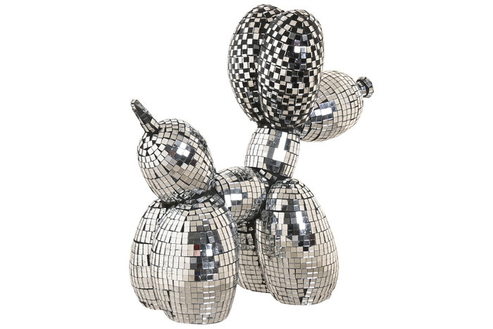 DKD Home Decor Figura Perrito globo Plateado Resina Espejo 12 x 26 x 26 cm