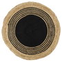 Home Deco Factory Alfombra Redonda de Yute con Decoración Geométrica en Negro, 90 cm