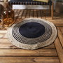 Home Deco Factory Alfombra Redonda de Yute con Decoración Geométrica en Negro, 90 cm