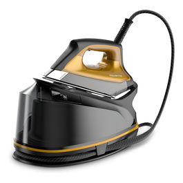 Rowenta DG7644 Compact Steam Pro Estación de Vapor Plancha 2200W 6.4 bar Suela Microsteam 400 HD Láser Vapor 325g/min 1.1L Negro/Oro