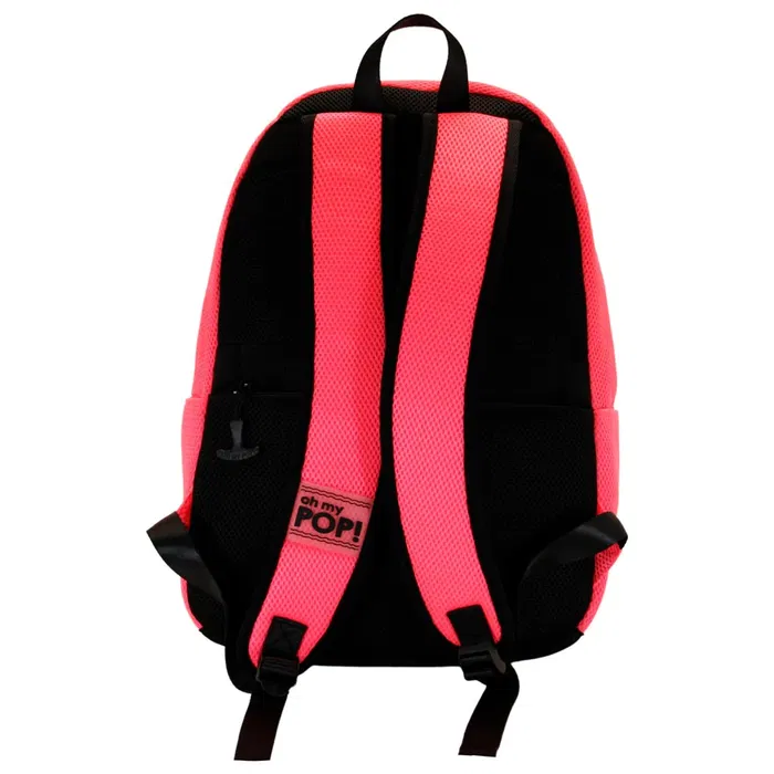 Oh My Pop Mochila Urbana Malla Fucsia Neon Ligera Compartimento Principal Bolsillo Frontal Trasero Oculto Cinta Trolley Rosa