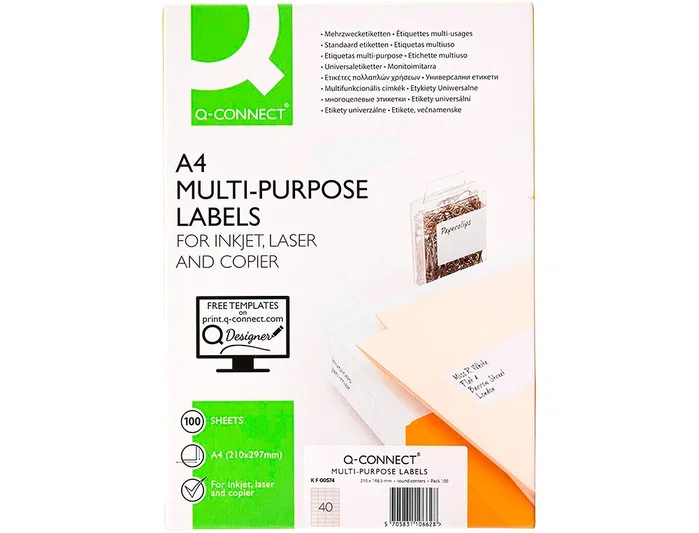 Q-connect KF00574 Etiquetas Blancas 52,5x29,7 mm DIN A4 Q-connect KF00574 Etiquetas Blancas 52,5x29,7 mm DIN A4