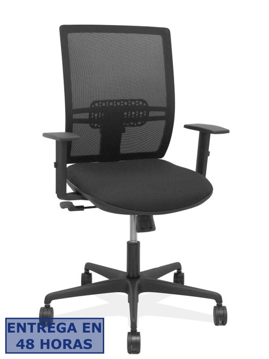 PIQUERAS Y CRESPO Silla de oficina Yunquera con mecanismo sincro, malla y tela negra