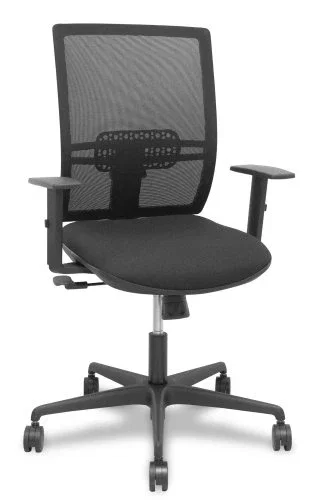 PIQUERAS Y CRESPO Silla de oficina Yunquera con mecanismo sincro, malla y tela negra