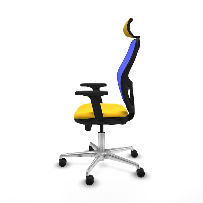 PIQUERAS Y CRESPO Silla de oficina Jorquera con mecanismo Sincro/Traslack, Similpiel Amarillo y Malla Azul PIQUERAS Y CRESPO Silla de oficina Jorquera con mecanismo Sincro/Traslack, Similpiel Amarillo y Malla Azul