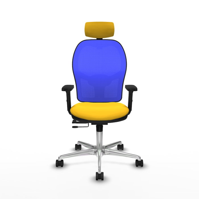 PIQUERAS Y CRESPO Silla de oficina Jorquera con mecanismo Sincro/Traslack, Similpiel Amarillo y Malla Azul PIQUERAS Y CRESPO Silla de oficina Jorquera con mecanismo Sincro/Traslack, Similpiel Amarillo y Malla Azul