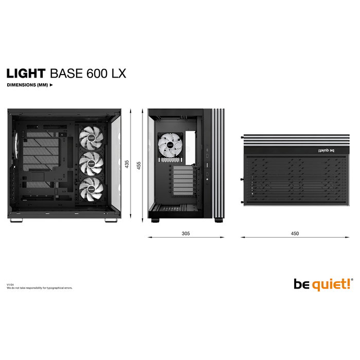 Be Quiet! Light Base 600 LX - Caja de Ordenador Gaming Mid-Tower ATX, con Ventana Lateral Negra