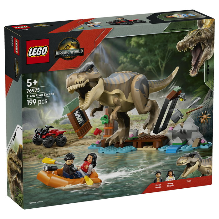 LEGO Jurassic World 76975 Huida por el río y caza T. rex