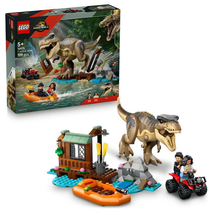 LEGO Jurassic World 76975 Huida por el río y caza T. rex