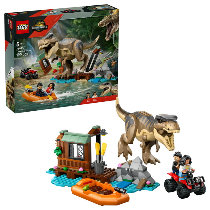 LEGO Jurassic World 76975 Huida por el río y caza T. rex