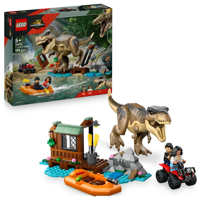 LEGO Jurassic World 76975 Huida por el río y caza T. rex