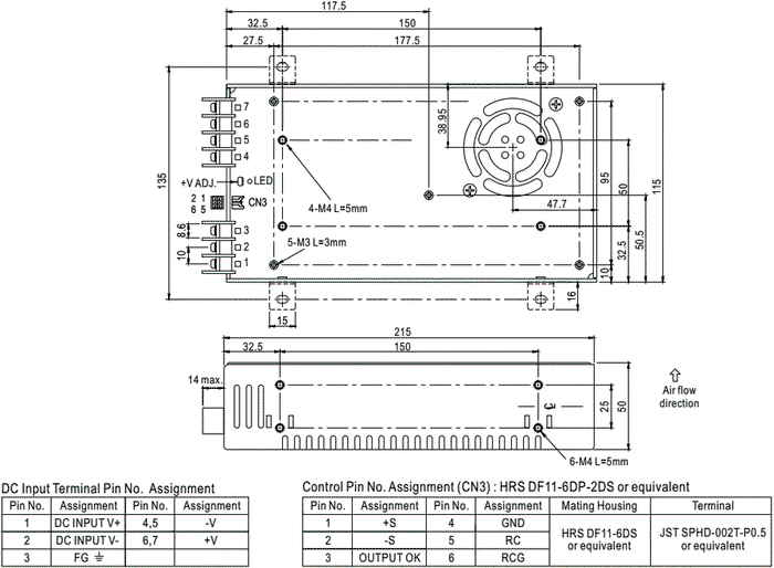 MEAN WELL SD-500L-12 Convertidor DC/DC 480W 12VDC 40A