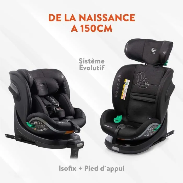 Babyauto BAB8435593702482 Silla de Coche I-Size Giratoria 360° ISOFIX ECE R129 Gris 0-36 kg Nacimiento 12 Años