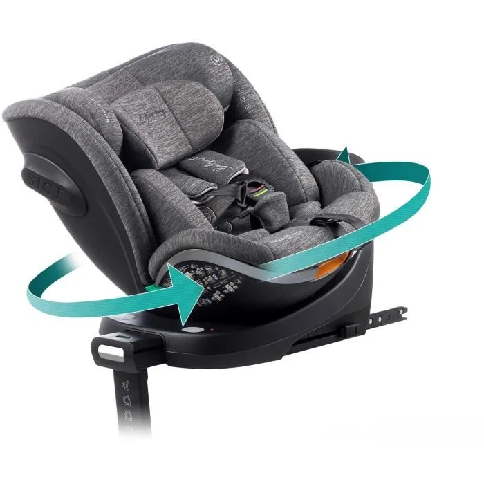 Babyauto BAB8435593702482 Silla de Coche I-Size Giratoria 360° ISOFIX ECE R129 Gris 0-36 kg Nacimiento 12 Años