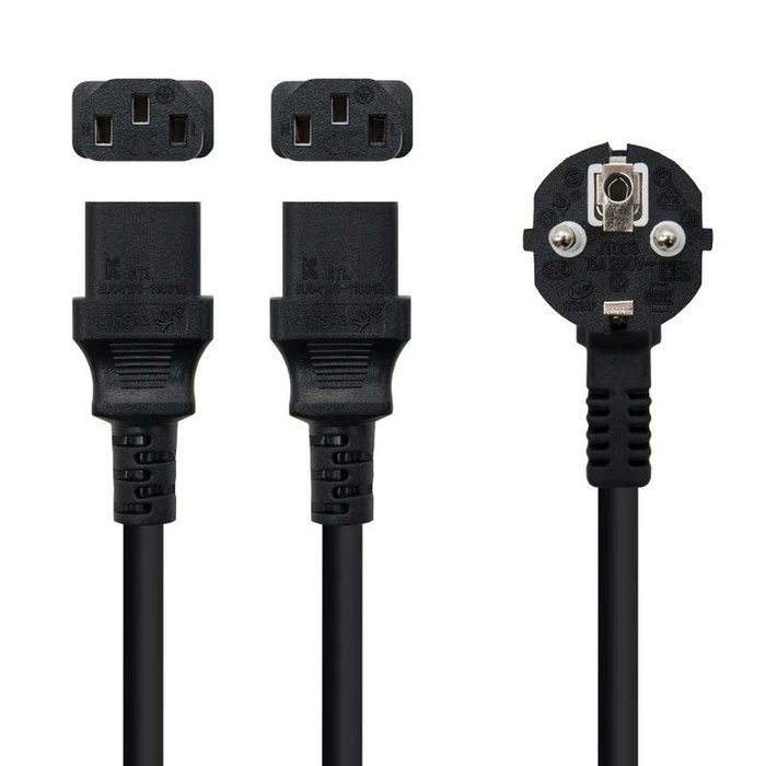 Nanocable Cable de Alimentación Schuko Macho a 2x C13 Hembra, 1,8 m, Negro Nanocable Cable de Alimentación Schuko Macho a 2x C13 Hembra, 1,8 m, Negro