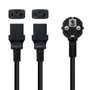 Nanocable Cable de Alimentación Schuko Macho a 2x C13 Hembra, 1,8 m, Negro
