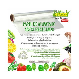 SILVEX Papel de Aluminio Cocina 100% Reciclado Rollo 20m
