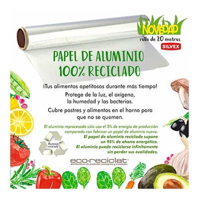 SILVEX Papel de Aluminio Cocina 100% Reciclado Rollo 20M