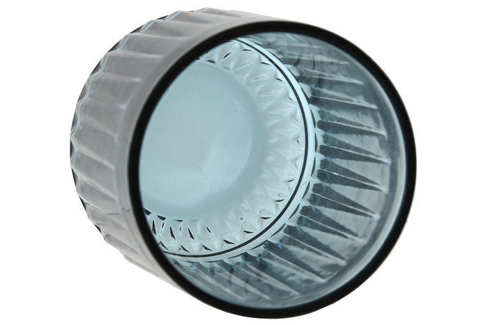 DKD Home Decor Vaso Azul Cristal Rayado 7.5x7.5x9.5 cm Set 6 piezas 275ml Aptos Lavavajillas Microondas