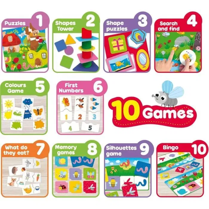 Lisciani Giochi 80243 Colección de 10 Juegos Educativos Carotina Baby Juegos Autocorrectivos