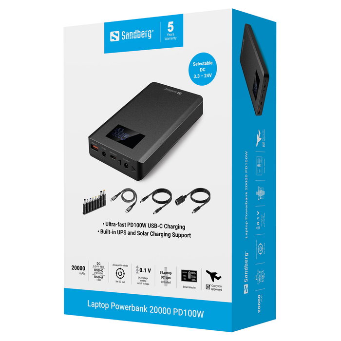 SANDBERG Laptop Powerbank 20000 PD100W Negro SANDBERG Laptop Powerbank 20000 PD100W Negro
